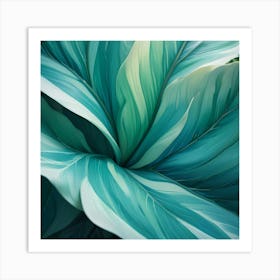 Abstract Green And White Leaf Pattern Art Print