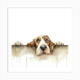 Dog Peeking Over Fence 9 Art Print