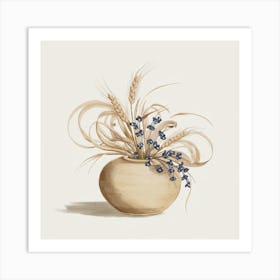 Blue Flowers In A Vase Art Print