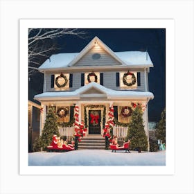 Christmas Decorations On A House 1 Art Print