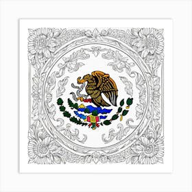 Mexico Flag Coloring Page 9 Art Print