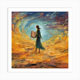 Woman Holding Book Art Print