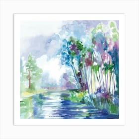 Watercolor Landscape Painting Vincent Van Gogh Art Print