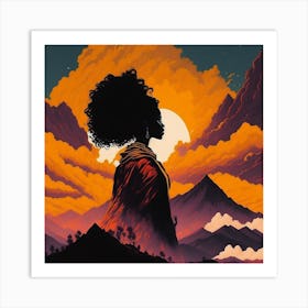 Woman In The Mountains Art Print