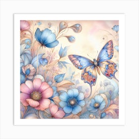 Watercolour Butterfly in Pastel Shades II Art Print