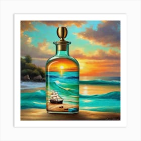 Bottle At Sunset Art Print