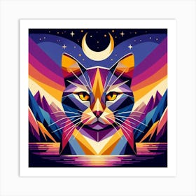 Sooty Low Poly Cat Art Print