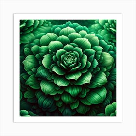 Abstract Green Flower Art Print