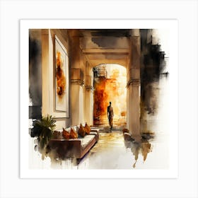 Watercolor Of A Hallway Art Print