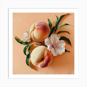 Peaches And Flowers Art Print