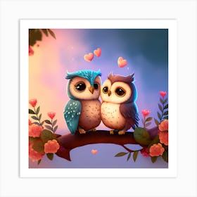 Cute Owls 1 Art Print