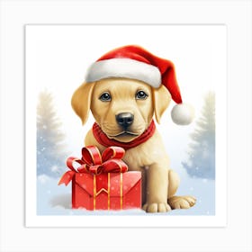 Christmas Labrador Puppy 1 Art Print