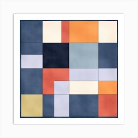 Squares Dance Symphony: Mid Century Geometric Art Print