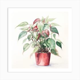 Red Potted Plant Art Print