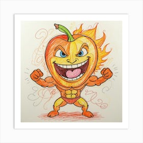 Orange Cartoon Character Art Print