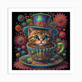 Mad Hatter Cat Art Print