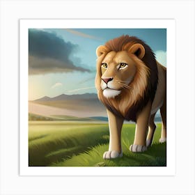 Lion In The Grass Art Print