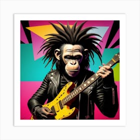 Chimp rocker With A Guitar Art Print