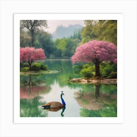 Peacock In The Park Art Print