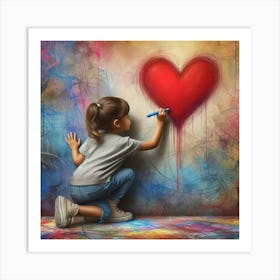 Heart By Little Girl Art Print