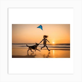 Kite Flying On The Beach Art Print