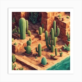 Low Poly Cactus 1 Art Print