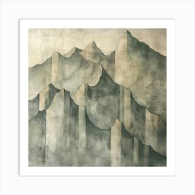 Japanese Watercolour Of Mount Hotaka 5 Art Print