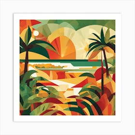 Essence Of The Tropics Cubism Style Art Print