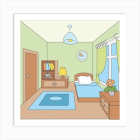 Cartoon Bedroom Art Print