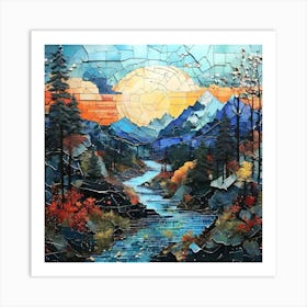 'Sunset In The Mountains' 1 Art Print