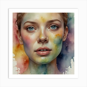 Watercolor Portrait Of A Girl 7 Art Print