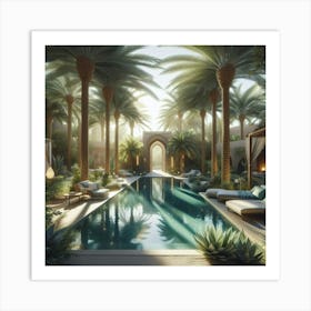 Pool With Palm Trees Art Print