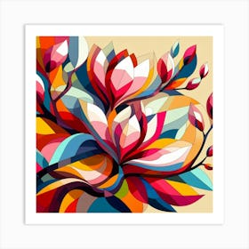 Abstract modernist Magnolia tree 3 Art Print