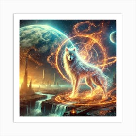 Fire Wolf Symbolic Presence Portrait Art Print