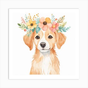 Floral Baby Dog Nursery Illustration (6) Art Print