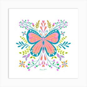 Butterfly With Petals Art Print