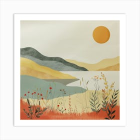 Landscape With Flowers Art Print