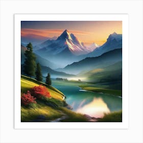 Sunset In The Mountains 102 Art Print