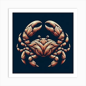 Crab Zodiac Sign,Stylized Crab in Wood Art Print