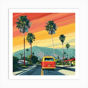 Vw Bus On The Road Art Print