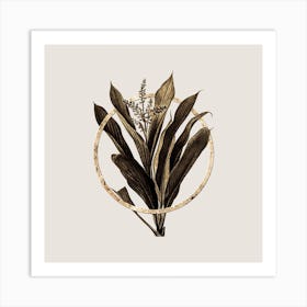 Gold Ring Cordyline Fruticosa Glitter Botanical Illustration n.0251 Art Print