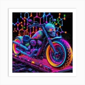 Neon Motorcycle 1 Art Print