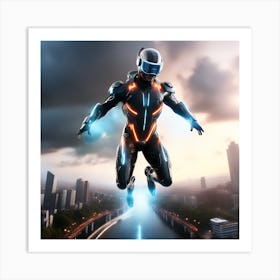 Futuristic Man Flying Art Print