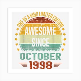 24 Year Old Awesome Since October 1998 Vintage 24th Birthday 1 Art Print