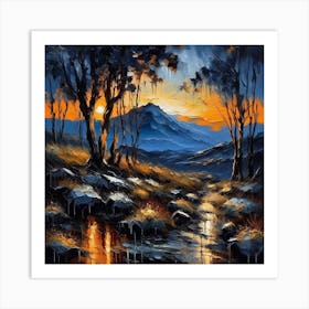 Sunset In The Mountains Art Print