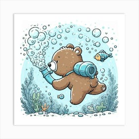 Teddy Bear Underwater 1 Art Print