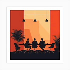 Silhouette Of People At A Meeting Art Print