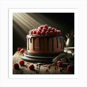 Chocolate Cake With Raspberries 3 Art Print