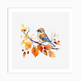 Bluebird On A Branch Art Print