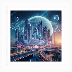 Futuristic City V3 Art Print